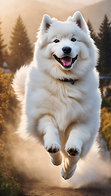 JPG 편집이미지 한마리 거리 사람없음 달리기 점프 산책 강아지 디지털합성 즐거움 사모예드 흙먼지 편집실사 AI포토 AI콘텐츠 1 감정 모션 휴식 반려동물 개 CG 먼지 파일형식