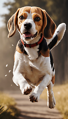 JPG 편집이미지 한마리 거리 사람없음 달리기 점프 산책 강아지 디지털합성 즐거움 비글 먼지 목줄 편집실사 AI포토 AI콘텐츠 1 감정 모션 휴식 반려동물 개 CG 파일형식 반려용품