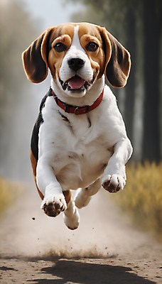 JPG 편집이미지 한마리 거리 사람없음 달리기 점프 산책 강아지 디지털합성 즐거움 비글 목줄 흙먼지 편집실사 AI포토 AI콘텐츠 1 감정 모션 휴식 반려동물 개 CG 먼지 파일형식 반려용품