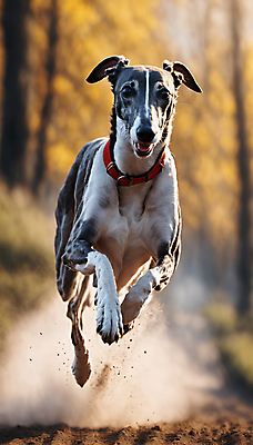 JPG 편집이미지 한마리 거리 사람없음 달리기 점프 산책 강아지 디지털합성 즐거움 목줄 흙먼지 그레이하운드 편집실사 AI포토 AI콘텐츠 1 감정 모션 휴식 반려동물 개 CG 먼지 하운드 파일형식 반려용품