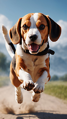 JPG 편집이미지 한마리 거리 사람없음 달리기 점프 산책 강아지 디지털합성 즐거움 비글 흙먼지 편집실사 AI포토 AI콘텐츠 1 감정 모션 휴식 반려동물 개 CG 먼지 파일형식