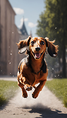 JPG 편집이미지 한마리 거리 사람없음 달리기 점프 산책 강아지 닥스훈트 디지털합성 즐거움 흙먼지 편집실사 AI포토 AI콘텐츠 1 감정 모션 휴식 반려동물 개 CG 먼지 파일형식