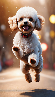 JPG 편집이미지 한마리 거리 사람없음 달리기 점프 산책 강아지 디지털합성 즐거움 푸들 먼지 목줄 편집실사 AI포토 AI콘텐츠 1 감정 모션 휴식 반려동물 개 CG 파일형식 반려용품