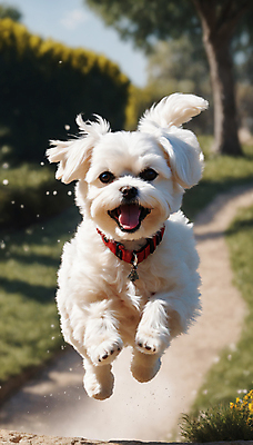 JPG 편집이미지 한마리 거리 사람없음 달리기 점프 산책 말티즈 강아지 디지털합성 즐거움 목줄 편집실사 AI포토 AI콘텐츠 1 감정 모션 휴식 반려동물 개 CG 파일형식 반려용품