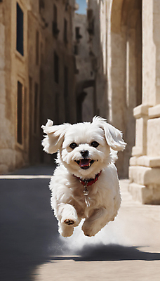 JPG 편집이미지 한마리 거리 사람없음 달리기 점프 산책 말티즈 강아지 디지털합성 즐거움 목줄 편집실사 AI포토 AI콘텐츠 1 감정 모션 휴식 반려동물 개 CG 파일형식 반려용품