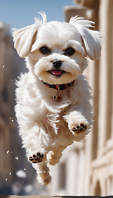 JPG 편집이미지 한마리 거리 사람없음 달리기 점프 산책 말티즈 강아지 디지털합성 즐거움 먼지 목줄 편집실사 AI포토 AI콘텐츠 1 감정 모션 휴식 반려동물 개 CG 파일형식 반려용품