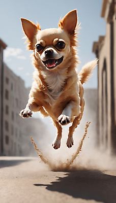 JPG 편집이미지 한마리 거리 사람없음 달리기 점프 산책 강아지 디지털합성 즐거움 치와와 흙먼지 편집실사 AI포토 AI콘텐츠 1 감정 모션 휴식 반려동물 개 CG 먼지 파일형식