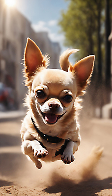 JPG 편집이미지 한마리 거리 사람없음 달리기 점프 산책 강아지 디지털합성 즐거움 치와와 흙먼지 편집실사 AI포토 AI콘텐츠 1 감정 모션 휴식 반려동물 개 CG 먼지 파일형식