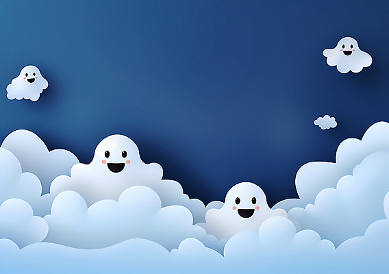 JPG 구름 캐릭터 일러스트 사람없음 파란색 귀여움 할로윈 유령 카피스페이스 국내일러스트 일러캐릭터 AI일러스트 AI콘텐츠 자연요소 컬러 컨셉 공백 파일형식