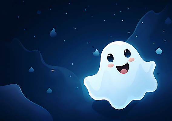 JPG 캐릭터 일러스트 사람없음 반짝임 귀여움 할로윈 영혼 유령 남색 국내일러스트 일러캐릭터 AI일러스트 AI콘텐츠 컬러 컨셉 모션 파일형식