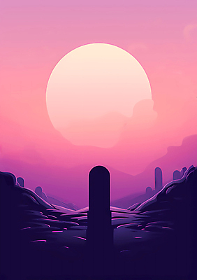 JPG 구름 실루엣 포스터 일러스트 하늘 사람없음 보라색 할로윈 달 무덤 비석 언덕 국내일러스트 AI일러스트 AI콘텐츠 자연요소 컬러 촬영기법 파일형식