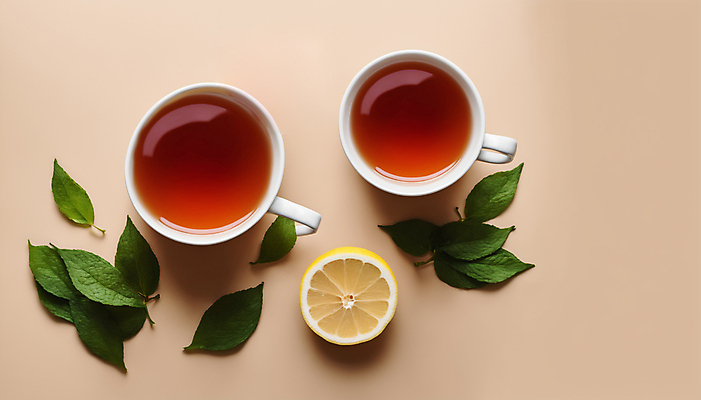 JPG 편집이미지 사람없음 하이앵글 차 찻잔 레몬 허브 허브차 편집실사 AI포토 AI콘텐츠 식물 음료 뷰포인트 과일 잔 차_음료 CG 파일형식