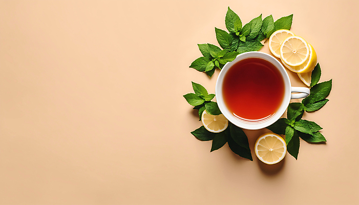 JPG 편집이미지 사람없음 하이앵글 차 찻잔 레몬 허브 허브차 카피스페이스 편집실사 AI포토 AI콘텐츠 식물 음료 뷰포인트 과일 잔 차_음료 공백 CG 파일형식