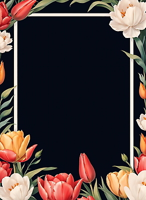 JPG 꽃 잎 일러스트 프레임 사람없음 장미 사각형 튤립 테두리 보테니컬아트 국내일러스트 AI일러스트 AI콘텐츠 도형 식물 파일형식