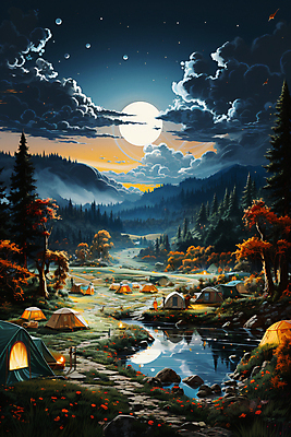 JPG 나무 구름 편집이미지 꽃 길 밤하늘 산 텐트 풍경 사람없음 강 캠핑 달 모닥불 캠핑장 달빛 디지털합성 편집실사 자연요소 식물 하늘 불 레저 캠핑도구 야간 CG 파일형식