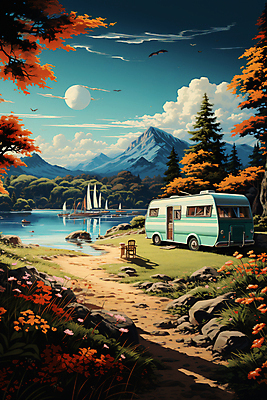 JPG 나무 구름 편집이미지 꽃 호수 의자 하늘 단풍나무 산 풍경 사람없음 캠핑 바위 캠핑장 디지털합성 캠핑카 카라반 선박 편집실사 자연요소 식물 가구 단풍 수상교통 자동차 레저 돌_바위 CG 파일형식