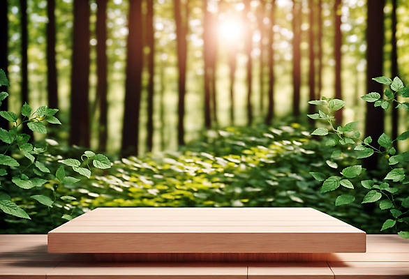 JPG 나무 편집이미지 잎 자연 사람없음 목재 햇빛 사각형 풀 숲 받침대 나무판자 단상 포디움 편집실사 AI컴퓨터그래픽 AI콘텐츠 도형 식물 재료 태양 무대 CG 생태계 파일형식