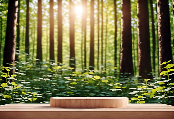 JPG 나무 편집이미지 잎 자연 사람없음 목재 햇빛 사각형 원형 풀 숲 받침대 나무판자 단상 포디움 편집실사 AI컴퓨터그래픽 AI콘텐츠 도형 식물 재료 태양 무대 CG 생태계 파일형식