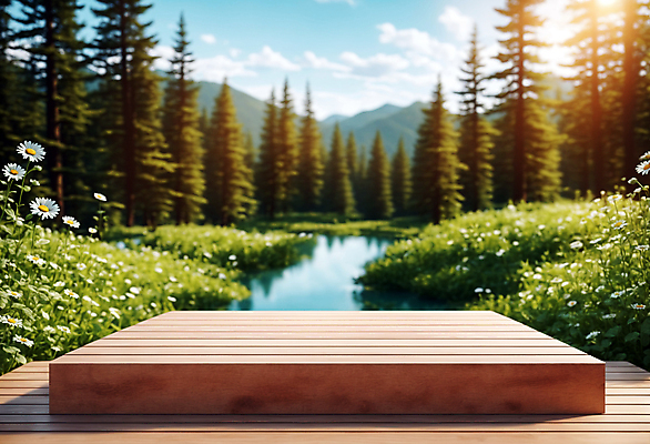 JPG 나무 편집이미지 꽃 자연 산 사람없음 목재 강 햇빛 사각형 숲 받침대 나무판자 단상 포디움 풀기 편집실사 AI컴퓨터그래픽 AI콘텐츠 도형 식물 재료 모션 태양 무대 CG 생태계 파일형식