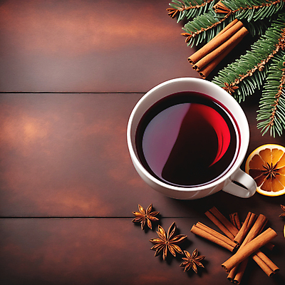 JPG 편집이미지 사람없음 컵 하이앵글 레드와인 레몬 솔잎 시나몬스틱 카피스페이스 뱅쇼 팔각회향 편집실사 AI포토 AI콘텐츠 식기 뷰포인트 잎 과일 와인 공백 향신료 CG 시나몬 파일형식