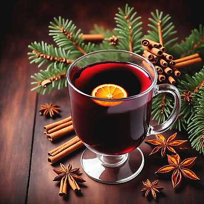 JPG 편집이미지 잔 사람없음 레드와인 레몬 솔잎 시나몬스틱 뱅쇼 팔각회향 편집실사 AI포토 AI콘텐츠 식기 잎 과일 와인 향신료 CG 시나몬 파일형식