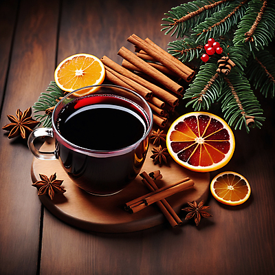 JPG 편집이미지 잔 사람없음 레드와인 레몬 솔방울 솔잎 나무받침 레드커런트 시나몬스틱 뱅쇼 팔각회향 편집실사 AI포토 AI콘텐츠 식기 열매 잎 과일 목재 와인 받침대 향신료 CG 시나몬 파일형식