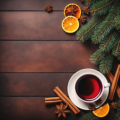 JPG 편집이미지 사람없음 컵 하이앵글 레드와인 레몬 솔잎 시나몬스틱 카피스페이스 뱅쇼 팔각회향 편집실사 AI포토 AI콘텐츠 식기 뷰포인트 잎 과일 와인 공백 향신료 CG 시나몬 파일형식