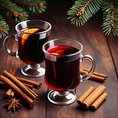 JPG 편집이미지 잔 사람없음 레드와인 레몬 솔잎 시나몬스틱 뱅쇼 팔각회향 편집실사 AI포토 AI콘텐츠 식기 잎 과일 와인 향신료 CG 시나몬 파일형식