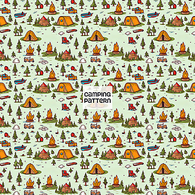 PSD 나무 패턴 의자 일러스트 탁자 텐트 캠핑도구 사람없음 연두색 캠핑 패턴백그라운드 모닥불 선박 국내일러스트 식물 가구 백그라운드 수상교통 무늬 불 레저 초록색 도구 파일형식