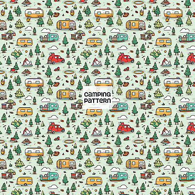 PSD 나무 구름 패턴 일러스트 불꽃 캠핑도구 사람없음 초록색 수레 캠핑 패턴백그라운드 풀 캠핑카 국내일러스트 자연요소 식물 컬러 백그라운드 무늬 자동차 불 레저 카트 도구 파일형식