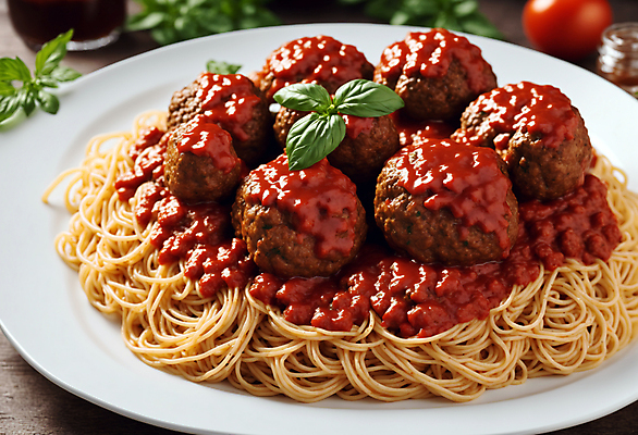 JPG 편집이미지 서양음식 스파게티 사람없음 미트볼 허브 토마토소스 미트볼스파게티 편집실사 AI포토 AI콘텐츠 식물 음식 파스타 소스_음식 CG 파일형식