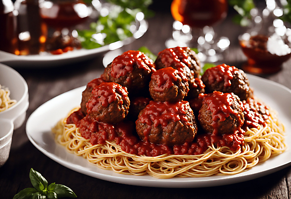JPG 편집이미지 서양음식 스파게티 사람없음 미트볼 토마토소스 미트볼스파게티 편집실사 AI포토 AI콘텐츠 음식 파스타 소스_음식 CG 파일형식