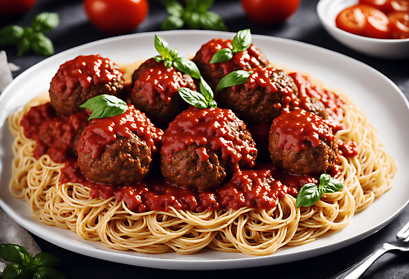 JPG 편집이미지 서양음식 스파게티 사람없음 미트볼 허브 토마토소스 미트볼스파게티 편집실사 AI포토 AI콘텐츠 식물 음식 파스타 소스_음식 CG 파일형식