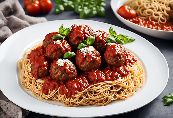 JPG 편집이미지 서양음식 스파게티 사람없음 미트볼 허브 토마토소스 미트볼스파게티 편집실사 AI포토 AI콘텐츠 식물 음식 파스타 소스_음식 CG 파일형식