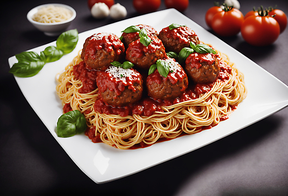 JPG 편집이미지 서양음식 스파게티 사람없음 미트볼 허브 토마토소스 미트볼스파게티 편집실사 AI포토 AI콘텐츠 식물 음식 파스타 소스_음식 CG 파일형식