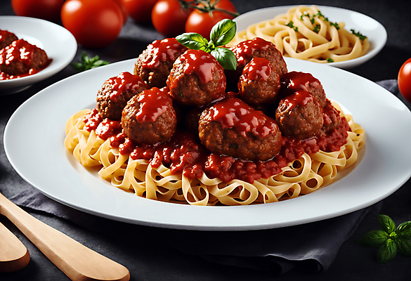 JPG 편집이미지 서양음식 스파게티 사람없음 미트볼 허브 토마토소스 미트볼스파게티 편집실사 AI포토 AI콘텐츠 식물 음식 파스타 소스_음식 CG 파일형식