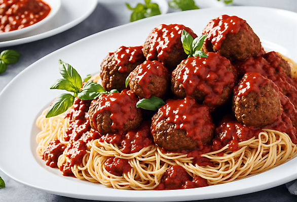 JPG 편집이미지 서양음식 스파게티 사람없음 미트볼 허브 토마토소스 미트볼스파게티 편집실사 AI포토 AI콘텐츠 식물 음식 파스타 소스_음식 CG 파일형식