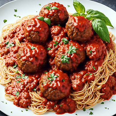 JPG 편집이미지 서양음식 스파게티 사람없음 미트볼 허브 토마토소스 미트볼스파게티 편집실사 AI포토 AI콘텐츠 식물 음식 파스타 소스_음식 CG 파일형식