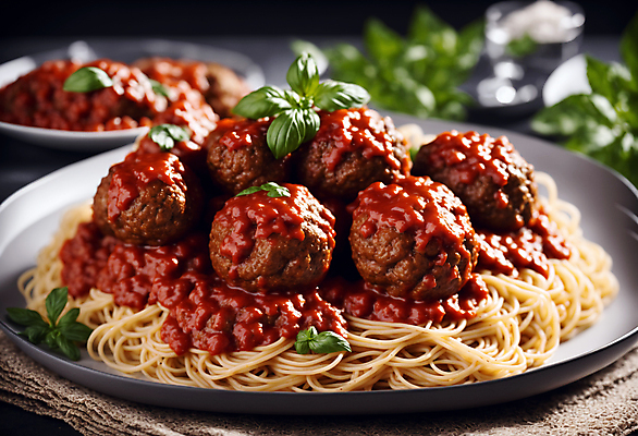 JPG 편집이미지 서양음식 스파게티 사람없음 미트볼 허브 토마토소스 미트볼스파게티 편집실사 AI포토 AI콘텐츠 식물 음식 파스타 소스_음식 CG 파일형식