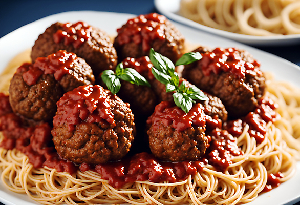 JPG 편집이미지 서양음식 스파게티 사람없음 미트볼 허브 토마토소스 미트볼스파게티 편집실사 AI포토 AI콘텐츠 식물 음식 파스타 소스_음식 CG 파일형식