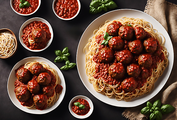JPG 편집이미지 서양음식 스파게티 사람없음 미트볼 허브 토마토소스 미트볼스파게티 스파게티면 편집실사 AI포토 AI콘텐츠 식물 음식 파스타 면류 소스_음식 CG 파일형식