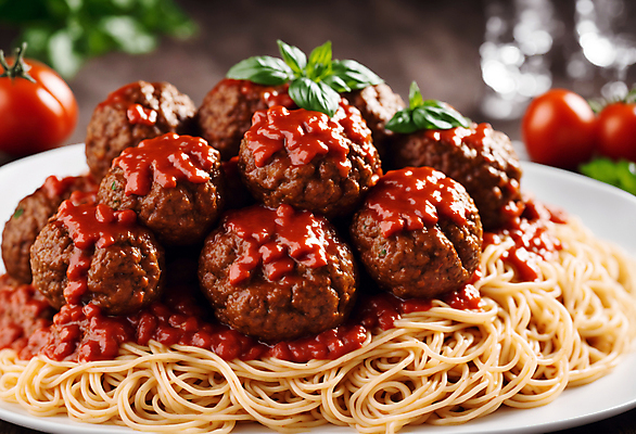 JPG 편집이미지 서양음식 스파게티 사람없음 미트볼 허브 토마토소스 미트볼스파게티 편집실사 AI포토 AI콘텐츠 식물 음식 파스타 소스_음식 CG 파일형식