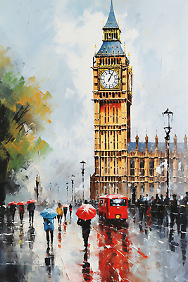 JPG 전신 나무 여자 남자 여행 가로등 일러스트 우산 붓터치 영국 거리 버스 들기 풍경 여러명 성인 가로수 빅벤 유화 성인만 국내일러스트 AI일러스트 AI콘텐츠 식물 공공시설 유럽 육상교통 다수 모션 대중교통 미술 사람 시계탑 런던 파일형식