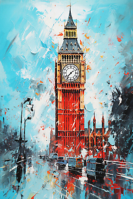 JPG 도로 여행 가로등 일러스트 자동차 붓터치 영국 버스 풍경 사람없음 빅벤 유화 국내일러스트 AI일러스트 AI콘텐츠 공공시설 유럽 길 육상교통 교통시설 대중교통 미술 시계탑 런던 파일형식