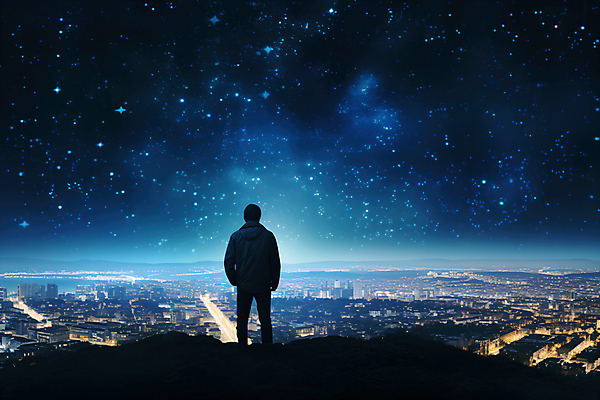 JPG 전신 편집이미지 남자 야경 밤하늘 한명 빌딩 성인 건물 빛 반짝임 도시풍경 절벽 도시 남색 언덕 성인남자한명만 편집실사 AI컴퓨터그래픽 AI콘텐츠 1 건축물 컬러 모션 하늘 사람 풍경 야간 CG 남자한명만 성인남자만 파일형식 풍경_경치