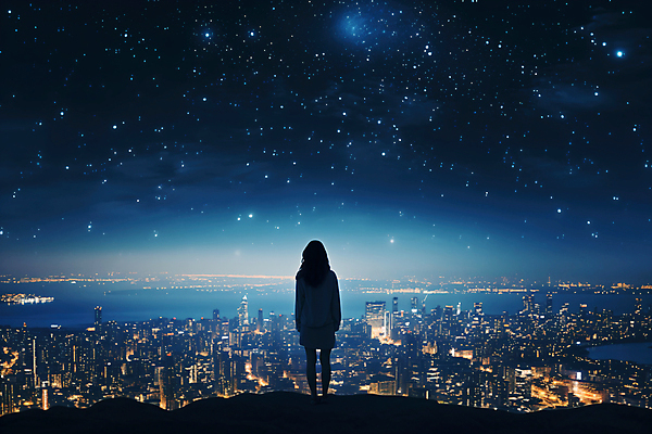 JPG 전신 편집이미지 여자 야경 밤하늘 한명 빌딩 성인 건물 빛 반짝임 도시풍경 절벽 도시 남색 언덕 성인여자한명만 편집실사 AI컴퓨터그래픽 AI콘텐츠 1 건축물 컬러 모션 하늘 사람 풍경 야간 CG 여자한명만 성인여자만 파일형식 풍경_경치