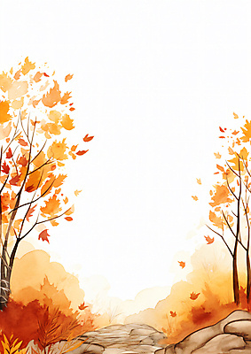 JPG 낙엽 일러스트 단풍나무 수채화 풍경 사람없음 주황색 가을 바위 풀 그림 돌길 국내일러스트 AI일러스트 AI콘텐츠 나무 식물 계절 길 컬러 단풍 잎 돌_바위 파일형식