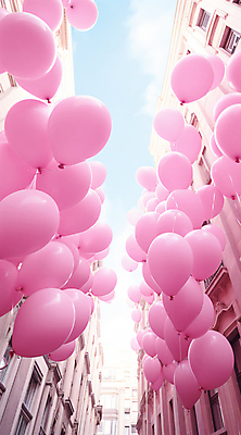 JPG 구름 편집이미지 분홍색 하늘 거리 풍경 사람없음 건물 도시 풍선 편집실사 AI포토 AI콘텐츠 자연요소 건축물 컬러 CG 파일형식