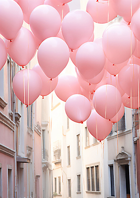 JPG 편집이미지 분홍색 거리 풍경 사람없음 건물 도시 풍선 편집실사 AI포토 AI콘텐츠 건축물 컬러 CG 파일형식