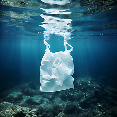 JPG 편집이미지 물결 바다 비닐봉투 사람없음 파란색 바닷속 바위 사회이슈 해양오염 해양쓰레기 편집실사 AI포토 AI콘텐츠 컬러 컨셉 봉투 수중 돌_바위 환경오염 쓰레기 CG 파일형식